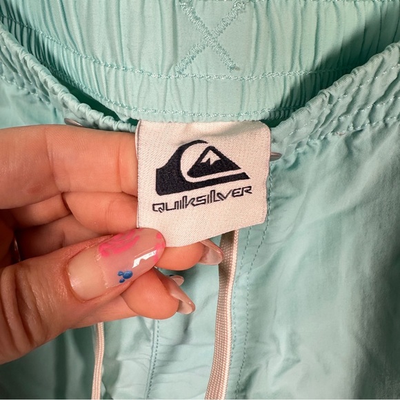 Quiksilver Retro Swim Trunks — Aqua w/ Rainbow Stripe (M) Surf Board Shorts - Picture 9 of 14